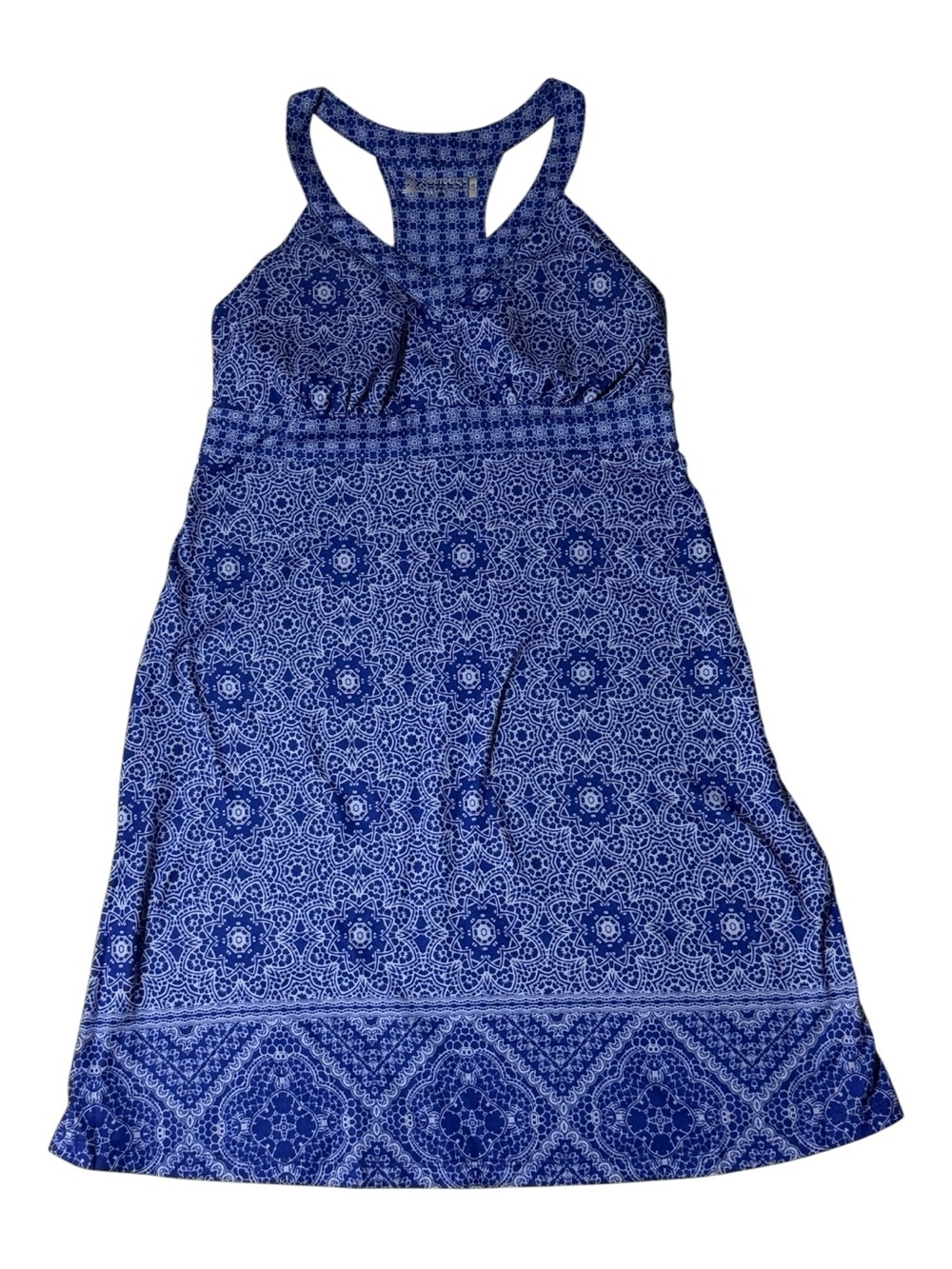 Blue Patterned Racer-Back One-Piece Dress - Picture 1 of 3